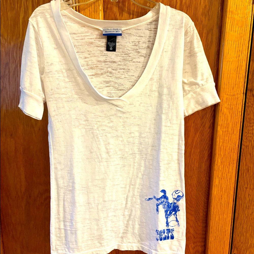 Vintage Reebok Indianapolis Colts white burnout v-neck T-shirt, women’s M